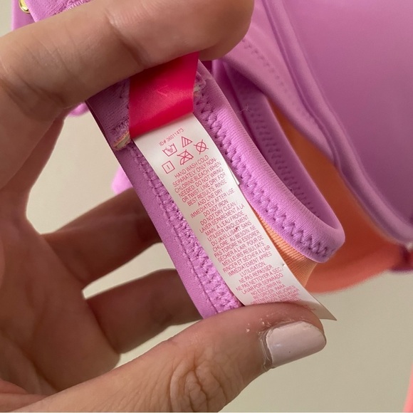 Victoria’s Secret pink and orange bikini top swimwear padded tie closure bow - Picture 9 of 9